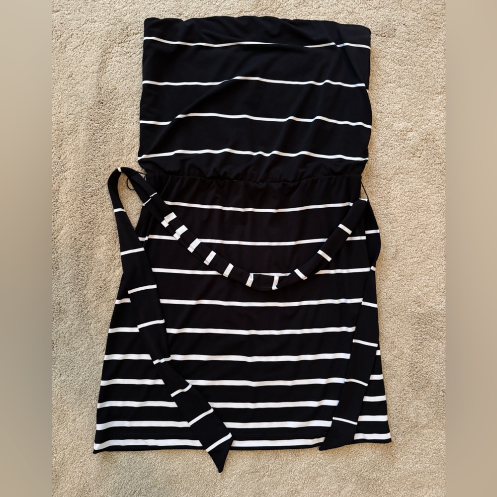 White House Black Market Black and White Striped Mini Dress